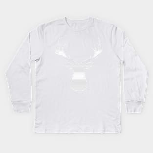 Deer - strips - gray and white. Kids Long Sleeve T-Shirt